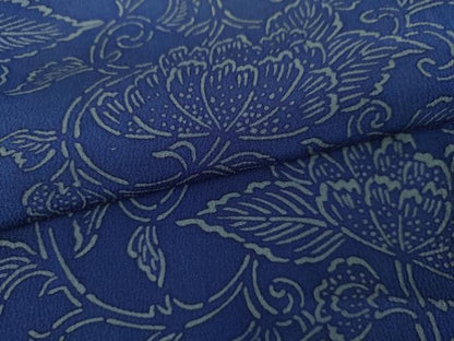 平和屋着物●上質な小紋　型染め　更紗花文　正絹　逸品　AABJ9922cs