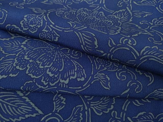 平和屋着物●上質な小紋　型染め　更紗花文　正絹　逸品　AABJ9922cs