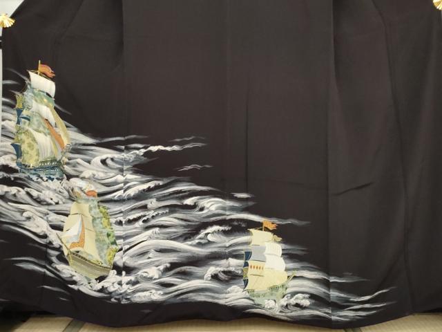 平和屋着物●訪問着　手描き　南蛮船　金銀彩　正絹　逸品　AABJ9925cs