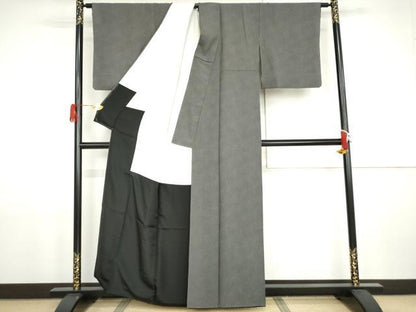 平和屋着物●江戸小紋　極小鮫小紋柄　黒地　正絹　逸品　AABJ9931cs