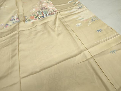 平和屋着物●訪問着　御所車草花文　金彩　仮絵羽　正絹　逸品　未使用　AABJ9938cs