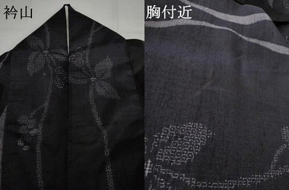 平和屋着物●結城紬　80亀甲　南天枝葉文　正絹　逸品　AABJ9940cs