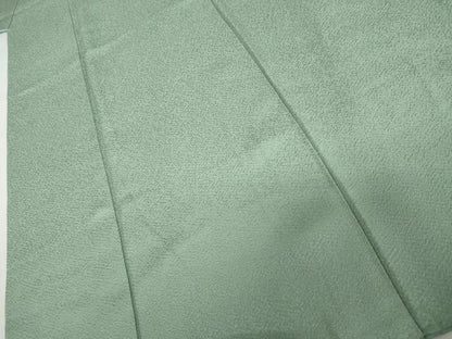 平和屋着物●京加賀友禅　百貫達雄監修　色無地　霞地紋　錆青磁色　正絹　逸品　未使用　AABJ9944cs