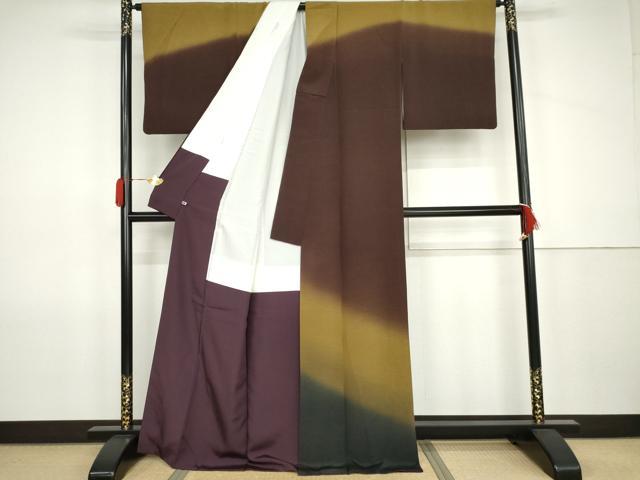 平和屋着物●訪問着　霞文　暈し染め　さが美扱い　正絹　逸品　AABJ9948cs