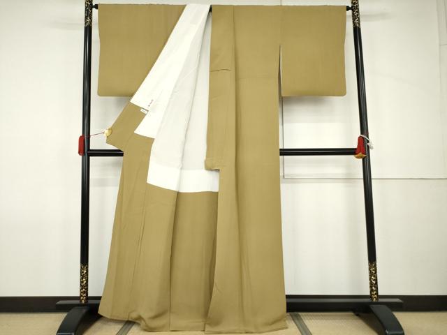平和屋着物●上質な色無地　榛色　正絹　逸品　AABJ9951cs