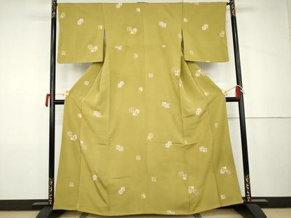平和屋着物●上質な小紋　色紙重ね更紗花文　金彩　正絹　逸品　AABJ9952cs