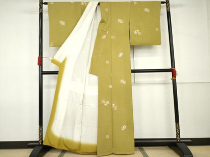 平和屋着物●上質な小紋　色紙重ね更紗花文　金彩　正絹　逸品　AABJ9952cs