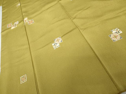 平和屋着物●上質な小紋　色紙重ね更紗花文　金彩　正絹　逸品　AABJ9952cs