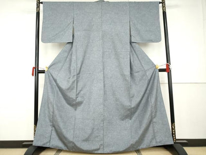 平和屋着物●上質な小紋　紬地　墨流し文様　正絹　逸品　AABJ9953cs
