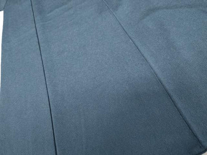 平和屋着物●上質な色無地　藍色　鬼しぼ縮緬　正絹　逸品　AABJ9955cs