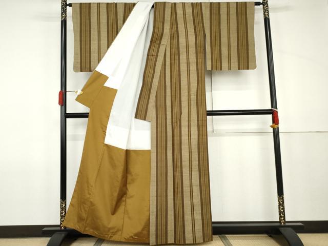 平和屋着物●上質な紬　間道　正絹　逸品　AABJ9956cs