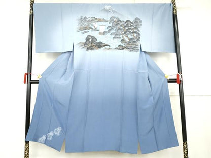 平和屋着物●男性　長襦袢　袷　風景文　正絹　逸品　未使用　AABJ9959cs