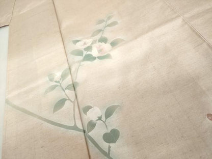 平和屋着物●訪問着　紬地　枝花文　金銀彩　正絹　逸品　未使用　AABJ9963cs