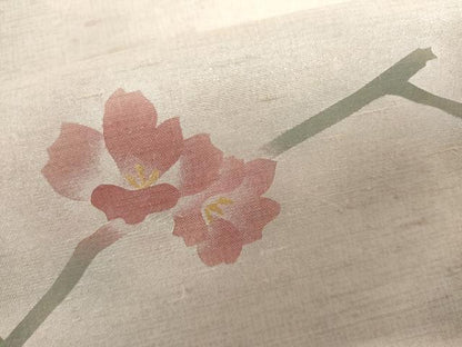 平和屋着物●訪問着　紬地　枝花文　金銀彩　正絹　逸品　未使用　AABJ9963cs