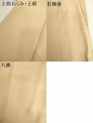 平和屋着物●本草木染作家　瑞鳳　色無地　紋意匠　薄香色　正絹　逸品　未使用　AABJ9966cs