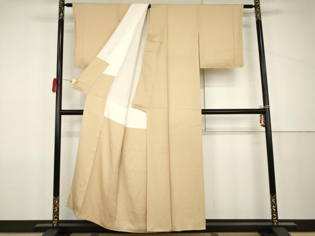 平和屋着物●本草木染作家　瑞鳳　色無地　紋意匠　薄香色　正絹　逸品　未使用　AABJ9966cs