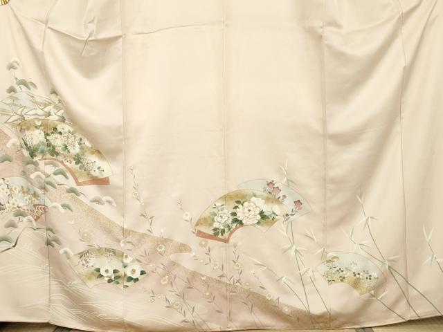 平和屋着物●豪華色留袖　地紙飛鶴花文　金彩　正絹　逸品　未使用　AABJ9967cs