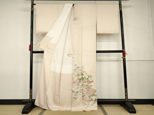 平和屋着物●豪華色留袖　地紙飛鶴花文　金彩　正絹　逸品　未使用　AABJ9967cs