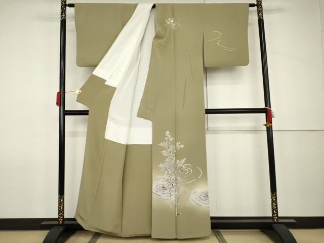 平和屋着物●本加賀友禅作家　岡本幸治　訪問着　流水樹林文　暈し染め　正絹　逸品　AABJ9969cs