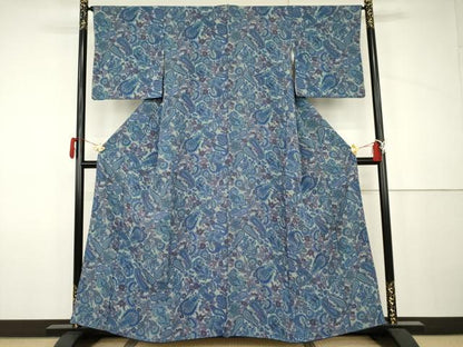 平和屋着物●上質な小紋　更紗花文　正絹　逸品　AABJ9970cs