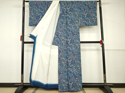 平和屋着物●上質な小紋　更紗花文　正絹　逸品　AABJ9970cs