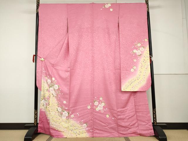 平和屋着物●豪華振袖　雪輪桜文　暈し染め　正絹　逸品　未使用　AABJ9973cs