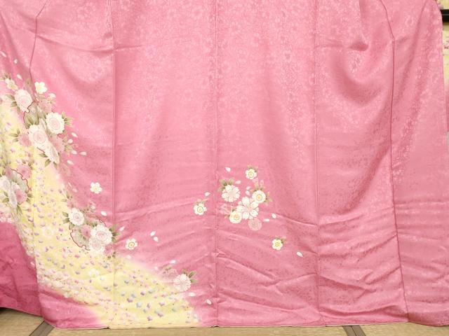 平和屋着物●豪華振袖　雪輪桜文　暈し染め　正絹　逸品　未使用　AABJ9973cs