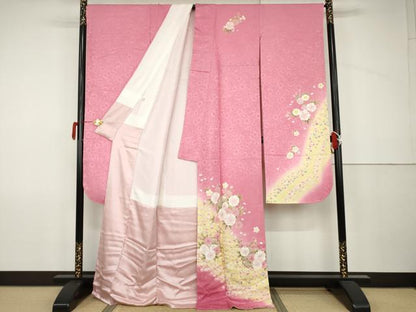 平和屋着物●豪華振袖　雪輪桜文　暈し染め　正絹　逸品　未使用　AABJ9973cs