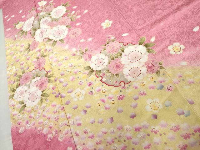 平和屋着物●豪華振袖　雪輪桜文　暈し染め　正絹　逸品　未使用　AABJ9973cs