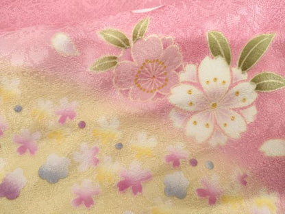 平和屋着物●豪華振袖　雪輪桜文　暈し染め　正絹　逸品　未使用　AABJ9973cs