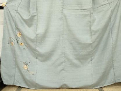 平和屋着物●訪問着　紬地　総刺繍　更紗花唐草文　正絹　逸品　未使用　AABJ9974cs