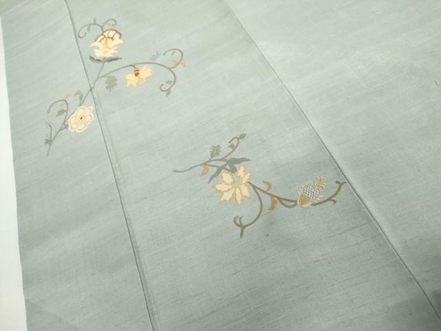 平和屋着物●訪問着　紬地　総刺繍　更紗花唐草文　正絹　逸品　未使用　AABJ9974cs