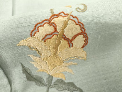 平和屋着物●訪問着　紬地　総刺繍　更紗花唐草文　正絹　逸品　未使用　AABJ9974cs