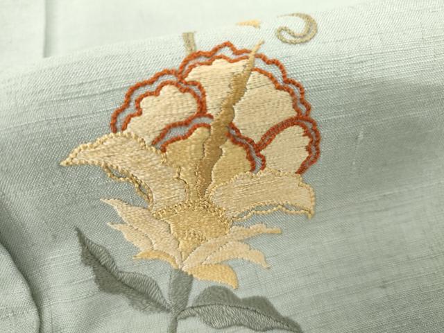 平和屋着物●訪問着　紬地　総刺繍　更紗花唐草文　正絹　逸品　未使用　AABJ9974cs