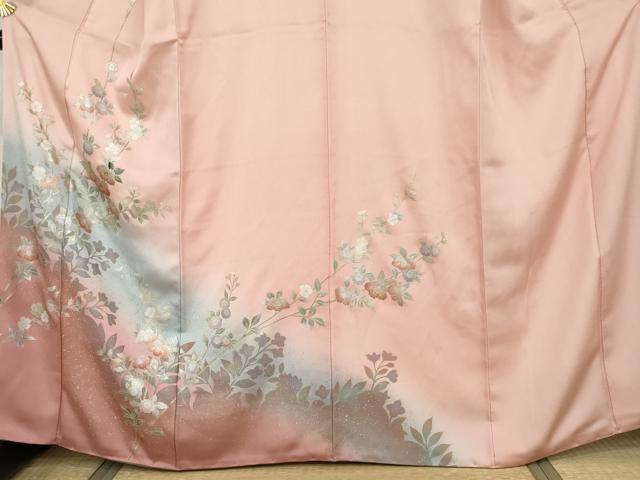 平和屋着物●訪問着　螺鈿　枝花文　暈し染め　金銀彩　正絹　逸品　AABJ9976cs