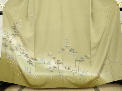 平和屋着物●訪問着　友禅　作家物　流水枝松文　暈し染め　正絹　逸品　AABJ9977cs