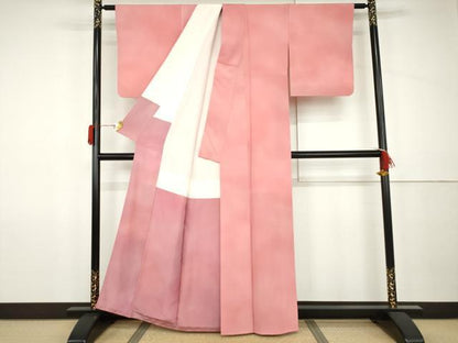 平和屋着物●染色作家　斉藤三才　小紋　霞文　暈し染め　正絹　逸品　AABJ9978cs