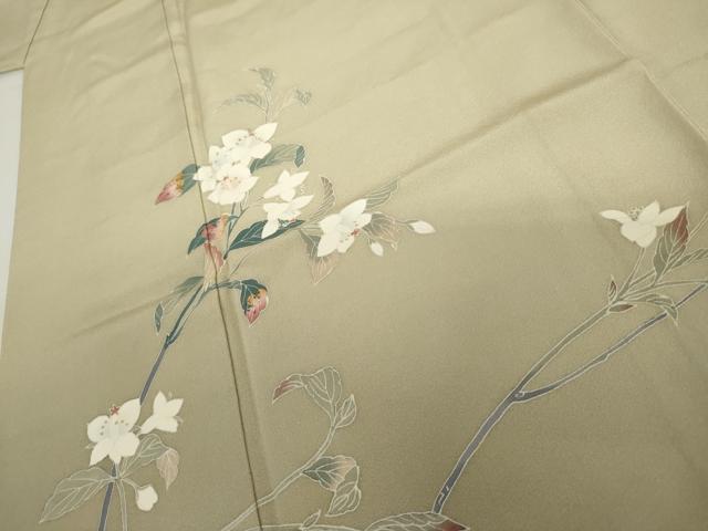 平和屋着物●京加賀友禅　百貫達雄　訪問着　枝花文　暈し染め　銀座おゝぎ屋扱い　正絹　逸品　AABJ9979cs