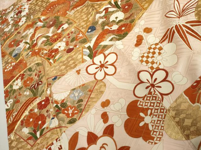 平和屋着物●豪華振袖　作家物　駒刺繍　地紙雪輪花文　金彩　正絹　逸品　AABJ9981cs