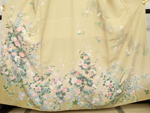 平和屋着物●訪問着　友禅　花鳥文　暈し染め　正絹　逸品　未使用　AABJ9984cs