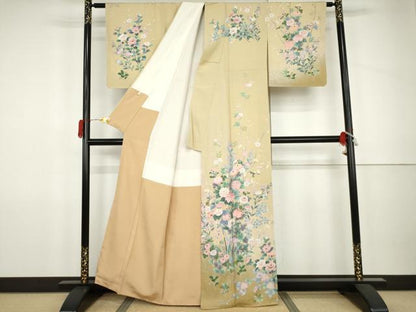 平和屋着物●訪問着　友禅　花鳥文　暈し染め　正絹　逸品　未使用　AABJ9984cs