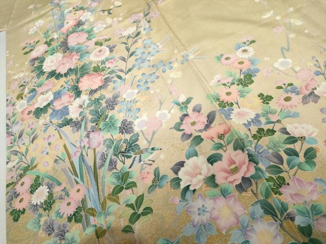 平和屋着物●訪問着　友禅　花鳥文　暈し染め　正絹　逸品　未使用　AABJ9984cs