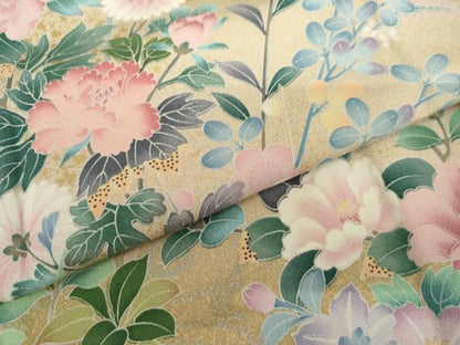 平和屋着物●訪問着　友禅　花鳥文　暈し染め　正絹　逸品　未使用　AABJ9984cs