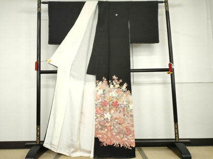 平和屋着物●本加賀友禅作家　村下信吉　黒留袖　枝花文　暈し染め　正絹　逸品　未使用　AABJ9986cs