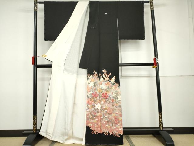 平和屋着物●本加賀友禅作家　村下信吉　黒留袖　枝花文　暈し染め　正絹　逸品　未使用　AABJ9986cs