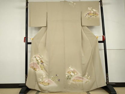 平和屋着物●訪問着　枝花文　暈し染め　金彩　正絹　逸品　AABJ9988cs