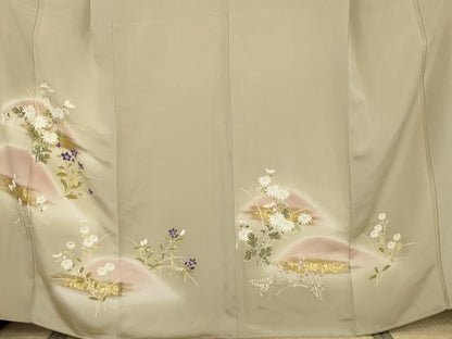 平和屋着物●訪問着　枝花文　暈し染め　金彩　正絹　逸品　AABJ9988cs