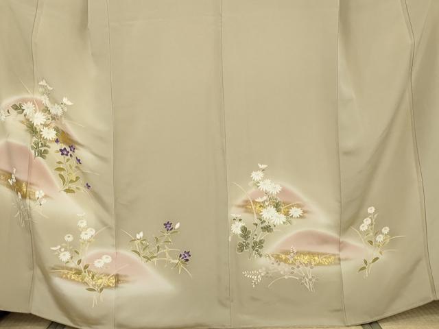 平和屋着物●訪問着　枝花文　暈し染め　金彩　正絹　逸品　AABJ9988cs