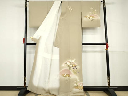 平和屋着物●訪問着　枝花文　暈し染め　金彩　正絹　逸品　AABJ9988cs
