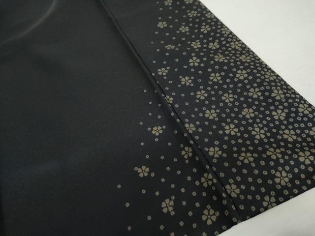 平和屋着物●豪華振袖　絞り　葉桜　黒地　金彩　ますいわ屋扱い　正絹　逸品　AABJ9990cs